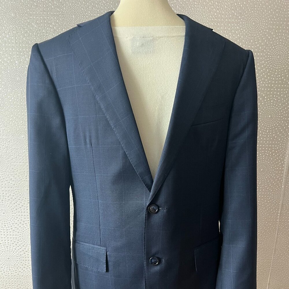 Corneliani Mens Blue Single Breasted Long Sleeve Classic Suit & Jackets Size 7R